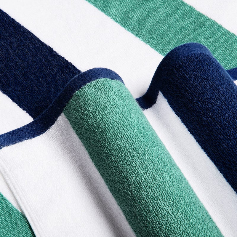 Bornbay Cotton Oversized Beach Towel - Extra Large 40"X70" Plush Thick Pool Towel, XL Fluffy Stripe Beach Towels Teal Swimming Towel for Adults Mens Women (White Teal Blue) - Image 4