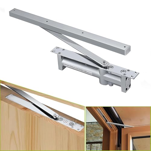 Volo Automatic Hydraulic Double Speed Aluminium Concealed Pelmet Arm Door Closer Premium Heavy Duty for Residential/ Commercial Purpose with Fitting Set (Silver). Weight Capacity: 30kg- 80kg - Image 1