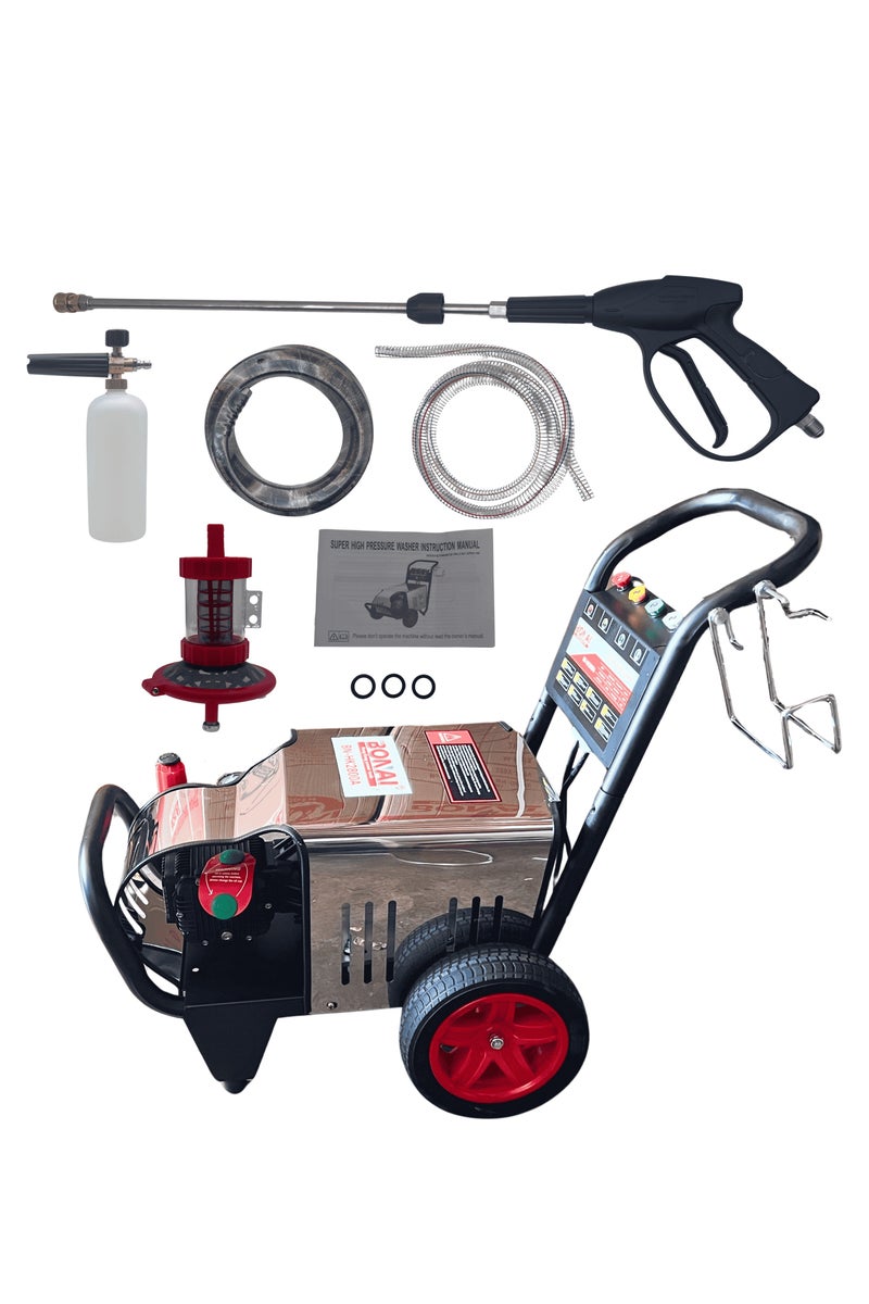 بوناي غسالة ضغط عالية التحمل، 18 ميجا باسكال، تدفق أقصى 18 لتر/دقيقة، محرك كهربائي 2.8 كيلو واط، 220 فولت، معدات لسطح الحديقة، تنظيف الجدران، أرضيات المصانع، إزالة الصدأ، BN-HK2800A - Image 1