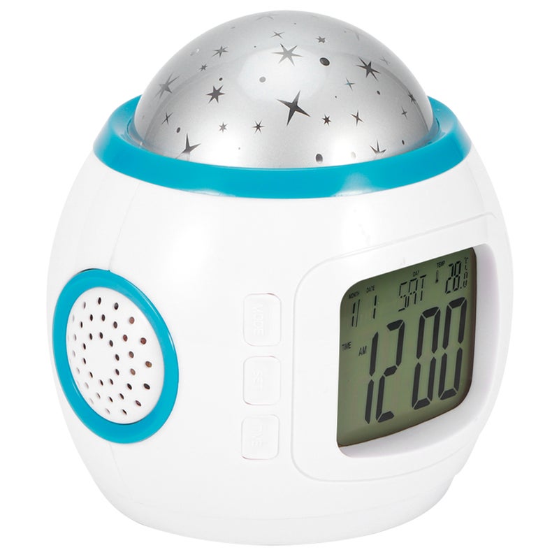 Projection Alarm Clock: 12/24-Hour Format, Calendar Temperature Display - Dual Alarm Countdown Timer, 10 Music Modes Star Projector Night Light for Bedroom, Study Room, Children and Girls - Image 3