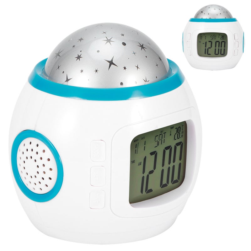 Projection Alarm Clock: 12/24-Hour Format, Calendar Temperature Display - Dual Alarm Countdown Timer, 10 Music Modes Star Projector Night Light for Bedroom, Study Room, Children and Girls - Image 5