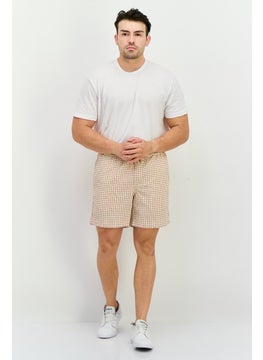 Jack Jones Men Checkered Drawstring Basic Shorts, Beige  - Image 4