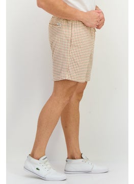 Jack Jones Men Checkered Drawstring Basic Shorts, Beige  - Image 2