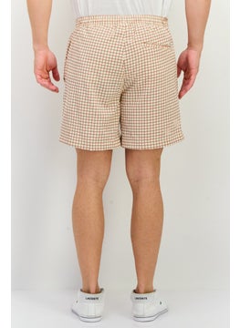 Jack Jones Men Checkered Drawstring Basic Shorts, Beige  - Image 3