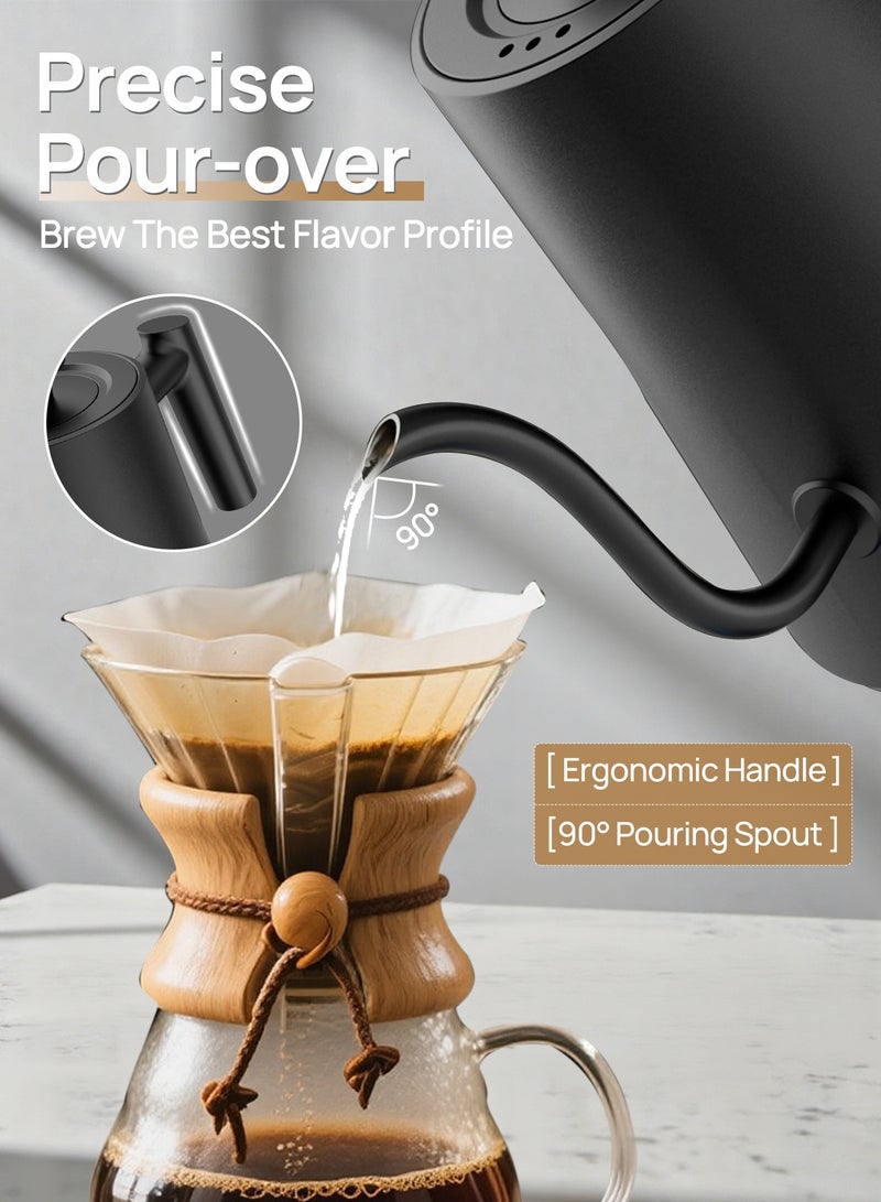 بريتيل غلاية كهربائية ذات عنق معقوف مع إعدادات مسبقة للتحكم في درجة الحرارة سعة 1000 مل بقوة 1200 واط غليان سريع خاصية الحفاظ على الحرارة تلقائيًا حماية أمان مصنوعة من الفولاذ المقاوم للصدأ مثالية للمنزل والمكتب وركن القهوة - Image 2