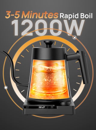 Gooseneck Kettle with Temperature Control Presets 1000ml Electric Kettle 1200W Fast Boil Auto Keep Warm Safety Protection Stainless Steel Ideal for Home Office Coffee Corner - view 5