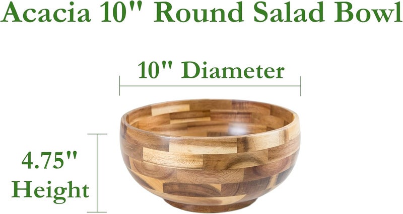 Lipper International Acacia Round Serving Bowl for Pasta Fruits Salads or Popcorn 10 Diameter x 475 Height Single Bowl - Image 2