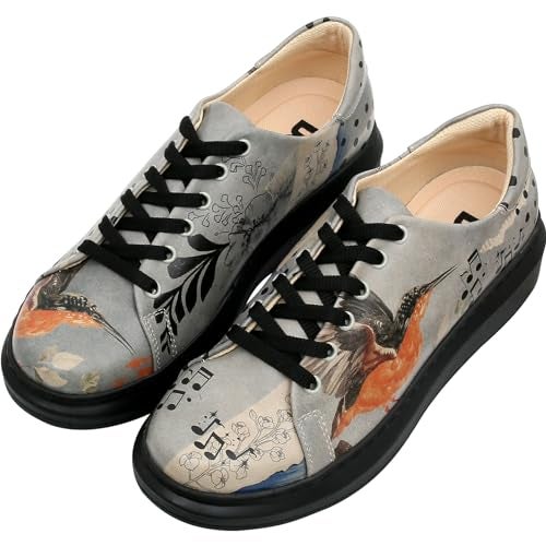 DOGO Wedge Sneakers for Women - Handmade and Vegan Leather Platform Sneakers for Women, Unique Chunky Sneakers Birds Chirping Design, Size 5 - Image 2