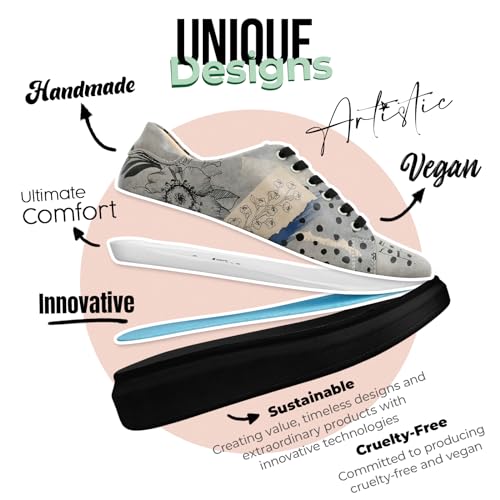 DOGO Wedge Sneakers for Women - Handmade and Vegan Leather Platform Sneakers for Women, Unique Chunky Sneakers Birds Chirping Design, Size 5 - Image 4