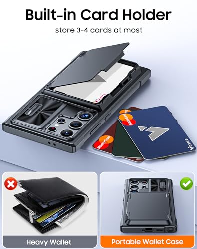 Vizvera for Samsung Galaxy S24 Ultra Case Wallet, RFID Cards Holder & Camera Cover & Kickstand for Women Men, Full Body Rugged Shockproof Silicone Case for S24 Ultra 6.8" 2024 Only-Black - Image 4