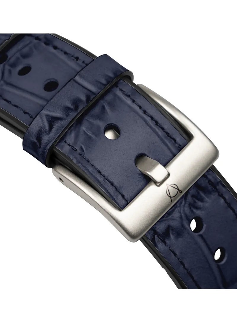 A-Case its My Case Javan Series Genuine Leather Band Compatible with Apple watch Series Ultra 1/2 ,7,6,5,4,3, SE Sizes 42/44/45/49MM Titanium - Blue - Image 4