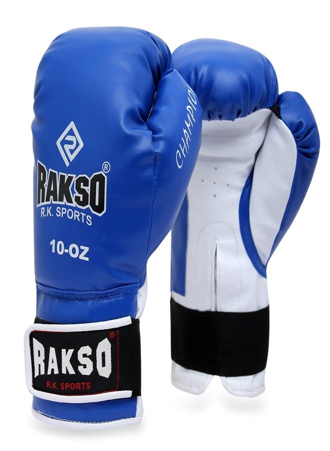 RAKSO Fight Gloves- Blue Top Grade Genuine Buffalo PVC Boxing Gloves with Molded Padding & Velcro Strap Gloves for Men & Women (4 OZ, Red) (16 OZ) - Image 1