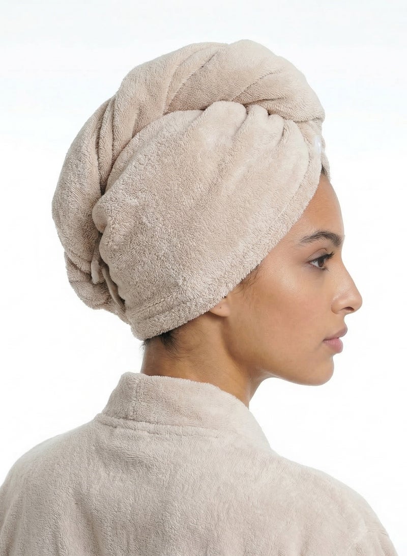 Donetella Hair Towel Wrap with Button (2 Pack, 30x70 cm) – Microfiber 330 GSM Super Absorbent Quick Dry Hair Drying Towels, Soft Lightweight Hair Turban for Daily Use - Image 3