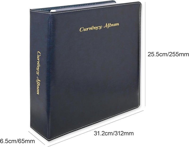 FIS® Currency Album, Bonded Leather Materials, Size 260x315mm, 3[D] Ring Type Binder with 6 Clear PVC Currency Pocket Per Page, Pack in Gift Box, Blue Color-FSHOCABLBL - Image 5