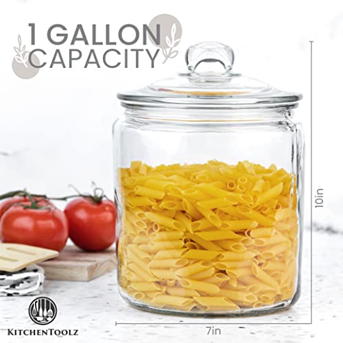 kitchentoolz 1 Gallon Glass Cookie Jar with Lid – Glass Jar with Lid - Airtight Food Storage Container for Cookies, Candy, Flour, Dog Treats – Clear Large Kitchen Jar for Pantry or Laundry Room - Image 2