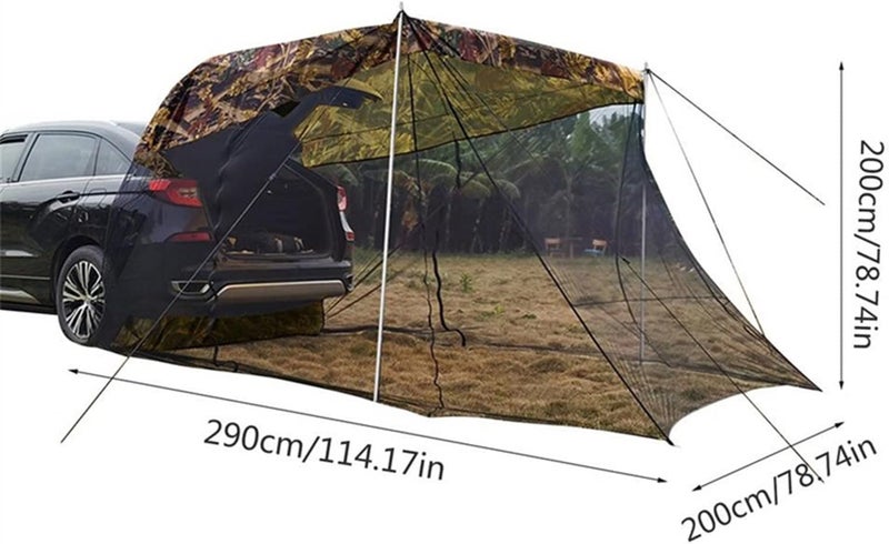 LRFVADW Tent Tour Car Rear Tent Extension Sunshade Vehicle Trunk Side Awning Off-road Outdoor Canopy Camping(Green) - Image 4