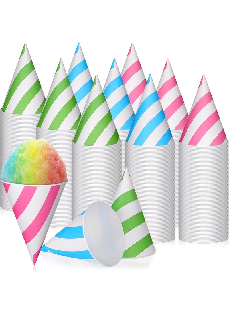 Nuenen Nuenen 600 Pcs Cone Cups Water Cones Snow Cone Cups 6 oz Disposable Paper Cone Cups Bulk Leakproof Cone Cups for Water Cooler Dispenser Ice Cream Slush Machine Office Party Home WeddingStriped  - Image 1