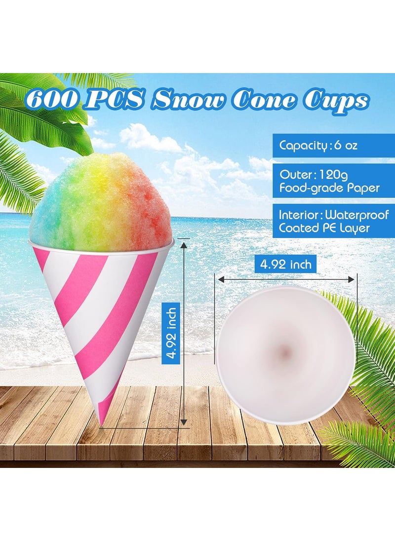 Nuenen Nuenen 600 Pcs Cone Cups Water Cones Snow Cone Cups 6 oz Disposable Paper Cone Cups Bulk Leakproof Cone Cups for Water Cooler Dispenser Ice Cream Slush Machine Office Party Home WeddingStriped  - Image 2