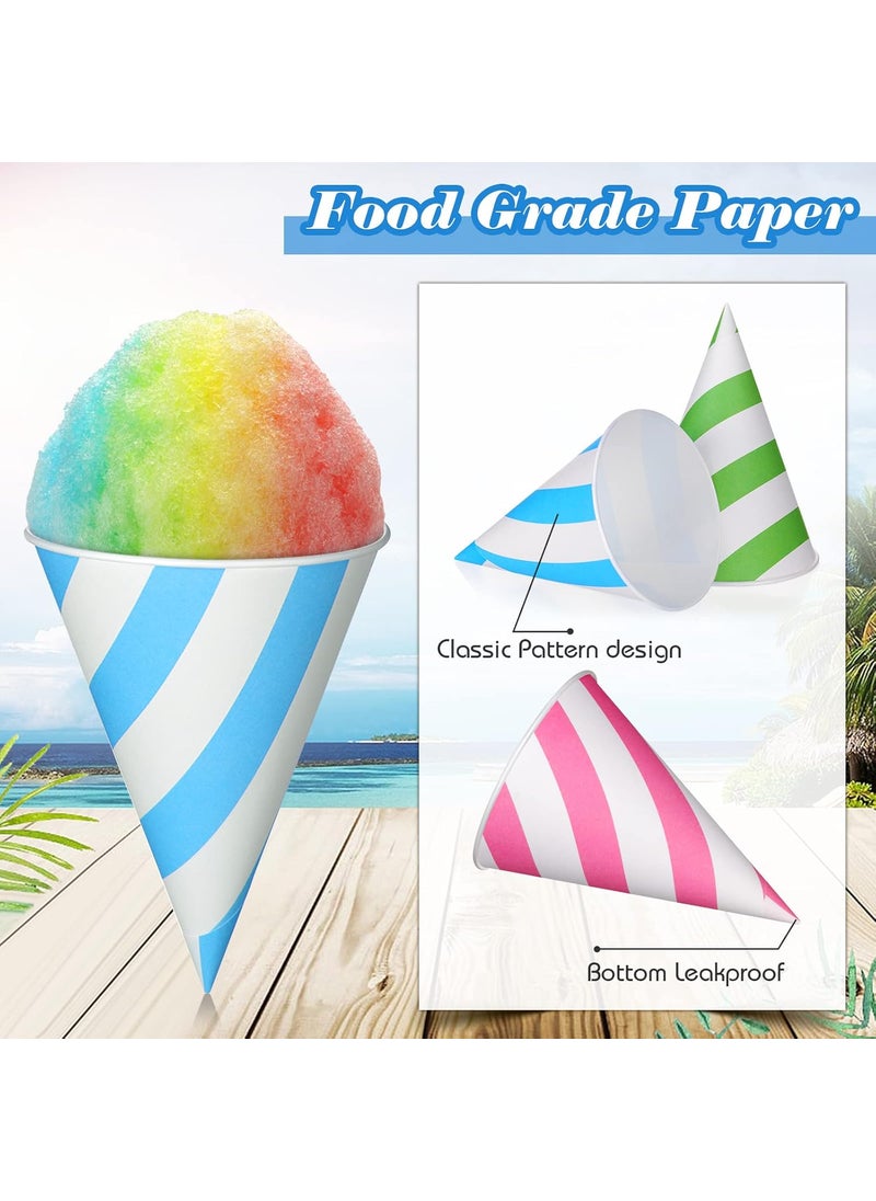 Nuenen Nuenen 600 Pcs Cone Cups Water Cones Snow Cone Cups 6 oz Disposable Paper Cone Cups Bulk Leakproof Cone Cups for Water Cooler Dispenser Ice Cream Slush Machine Office Party Home WeddingStriped  - Image 3
