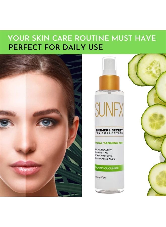 sunfx NEW SunFX Ultra Hydrating Facial Tanning Mist for face & body (4floz) - Hyaluronic Acid - Vegan - Cruelty-Free - Long Lasting Self Tanner (Cooling Cucumber) - Image 3