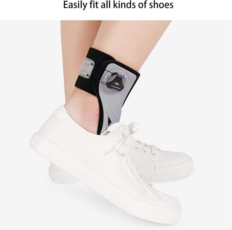 Ankle Foot Orthosis With Bionic Lift - Large Grey Drop Foot Brace Integrated BOA Lacing For Hemiplegia Recovery Walking Stabilizer Support - Image 2