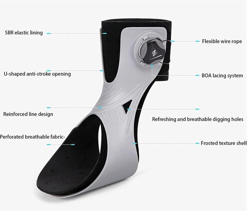 Ankle Foot Orthosis With Bionic Lift - Large Grey Drop Foot Brace Integrated BOA Lacing For Hemiplegia Recovery Walking Stabilizer Support - Image 5