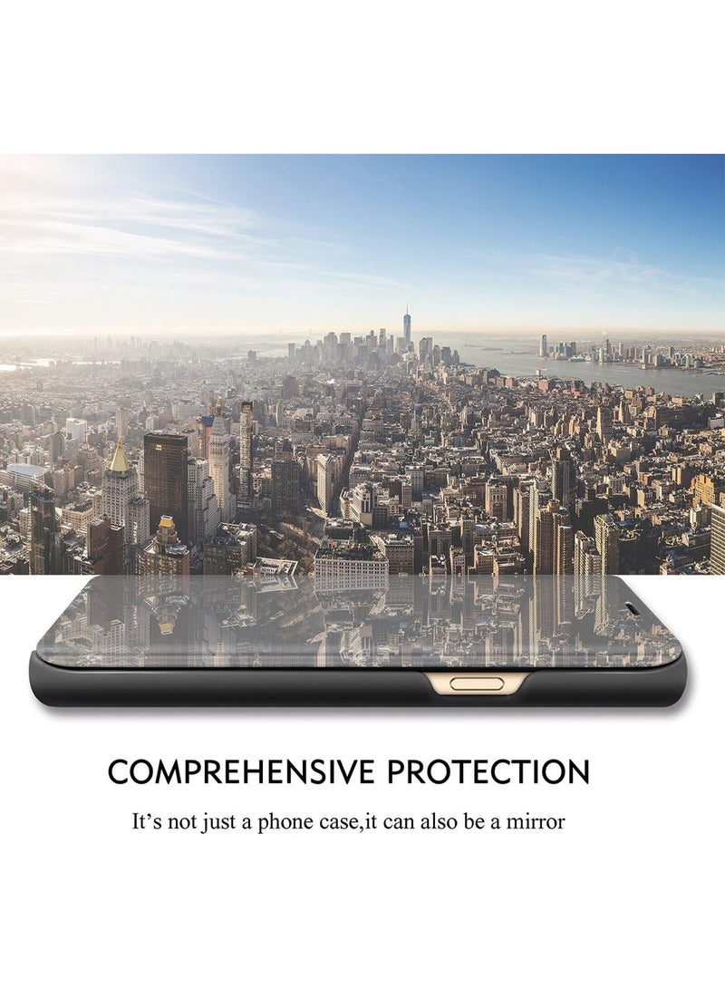 Aookay Compatible with Samsung Galaxy S25 Ultra Case, Flip Leather Cover Clear View Mirror Shockproof Cover with Kickstand Anti-Scratch Protective Phone Cover for Samsung S25 Ultra 5G (Black) - Image 3