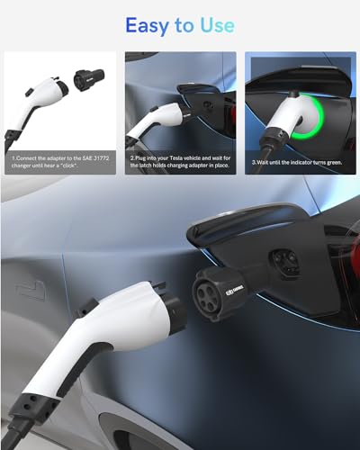 SEGUMA J1772 to Tesla Charger Adapter, Up to 80Amp 240v AC, Mobile EV Adapter for Tesla Model 3/Y/X/S with Fast Charging, Compatible with EVSE Charger, SAE J1772 Charging Adaptor for Tesla Cars Only - Image 4