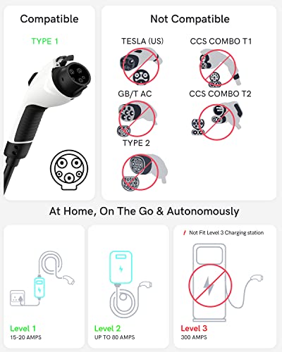 SEGUMA J1772 to Tesla Charger Adapter, Up to 80Amp 240v AC, Mobile EV Adapter for Tesla Model 3/Y/X/S with Fast Charging, Compatible with EVSE Charger, SAE J1772 Charging Adaptor for Tesla Cars Only - Image 3