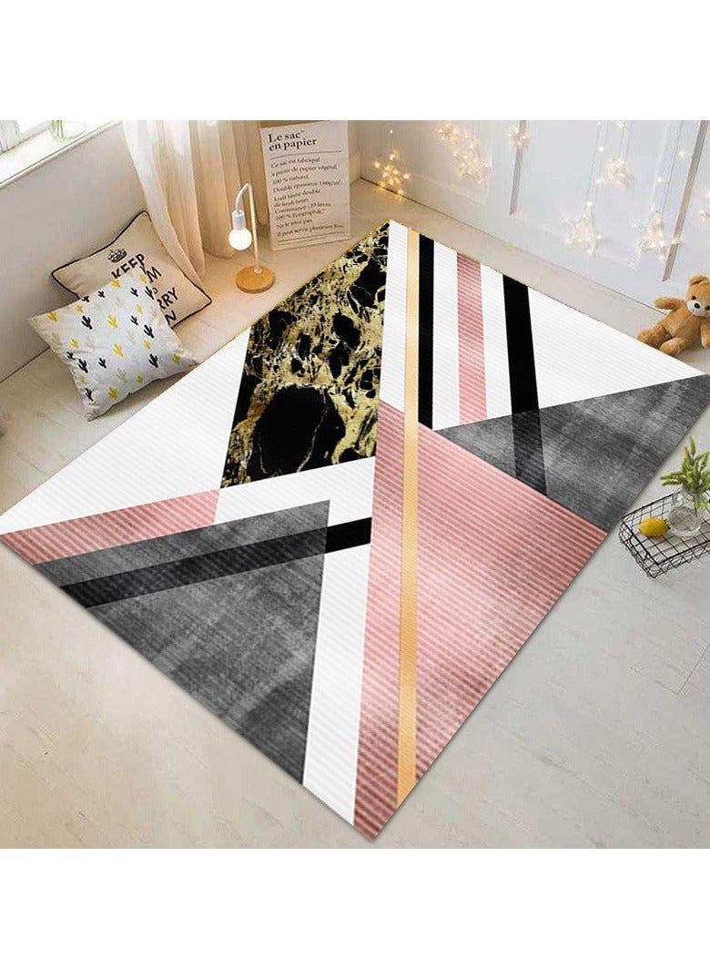 Loquat Squality Polyester Fiber Rectangular Geometric Abstract Carpet