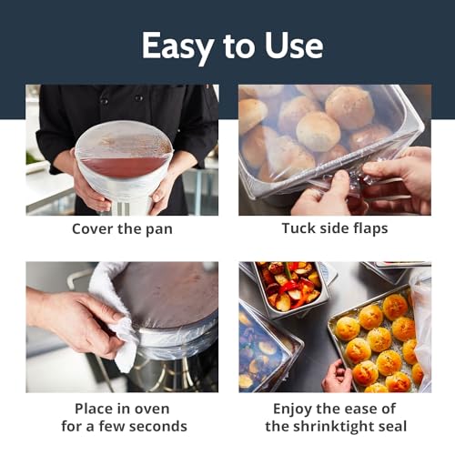 PanSaver Disposable Clear Third Pan Covers for Shrink Tight Food Storage & Easy Transportation - Commercial Food Cover (20 x 6 IN, 50 Pack) - Image 3