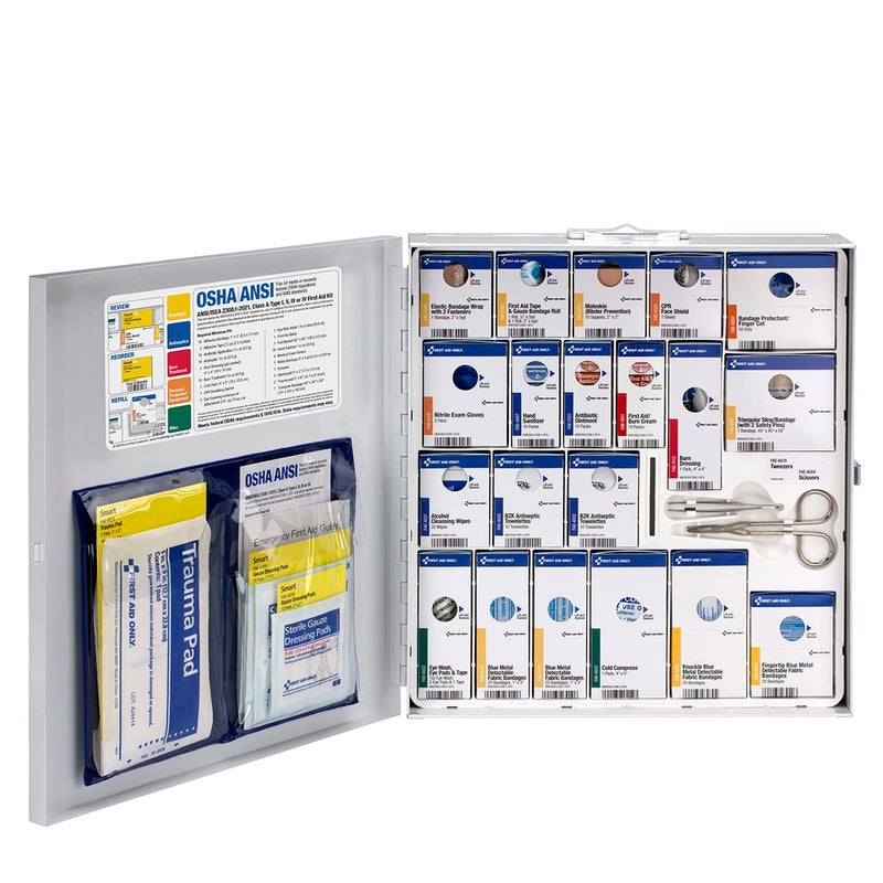 First Aid Only 746006 SmartCompliance 50Person ANSI 2021 A and OSHA Compliant First Aid Kit for Restaurant Kitchen Cafeteria and Other Food Service Venues Large Metal First Aid Cabinet - Image 2