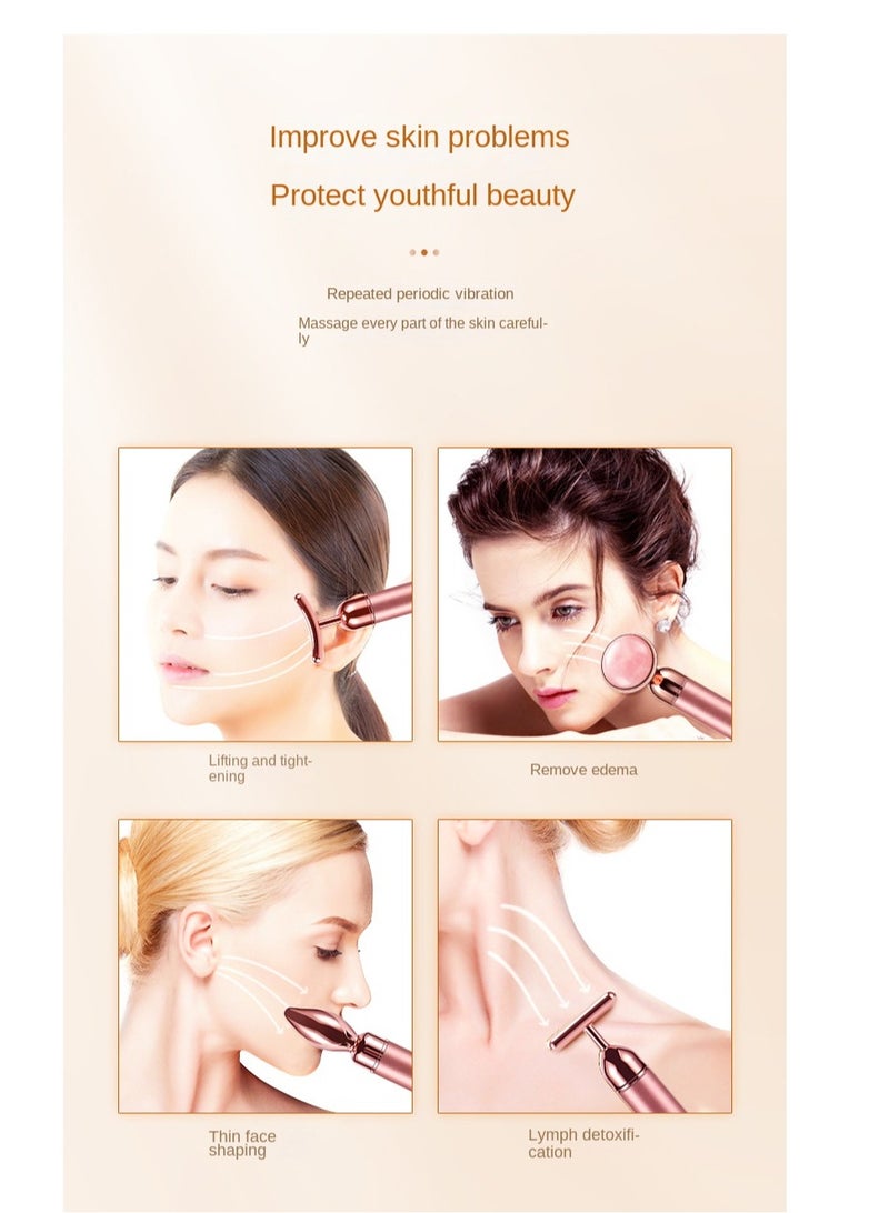 Y&D 4-In-1 Golden Beauty Electric Face-Lifting And Facial Massager Kit  - Image 3