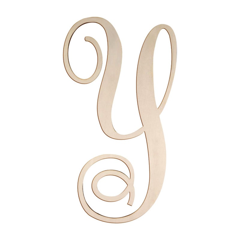 Cursive Wooden Letters Y for Wall Decor 14 Inch Large Wooden Letters Unfinished Monogram Wood Letter Crafts Alphabet Sign Cutouts for DIY Painting Door Hanger Y
