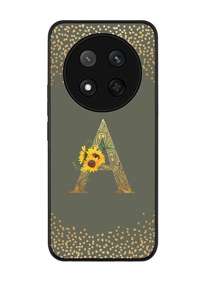 Stylizedd For Honor X9c / Honor Magic7 Lite 5G Case,Slim fit Camera Protection, Shockproof Thin Phone cover  - Custom Floral Monogram - A  (Olive Green ) - Image 1