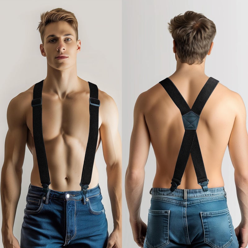 JEMYGINS Hidden Black Suspenders for Men Under Clothes - Free Yourself from Troublesome Waistbands(1.48" Wide) - Image 2