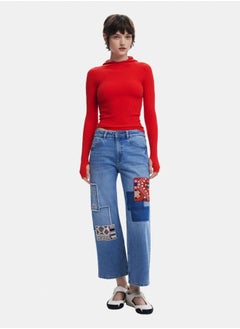 DESIGUAL Straight jeans with patches  - Image 1