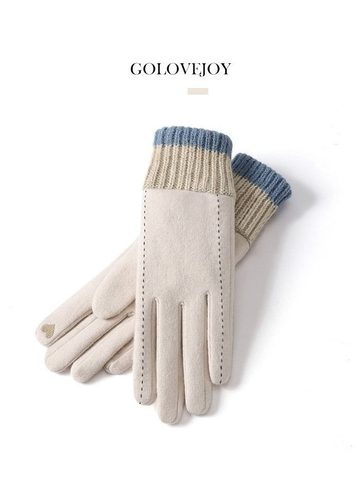 Golovejoy - Winter Cold Proof Velvet Thickened Gloves Fingertip Warm Female Gloves - Image 1