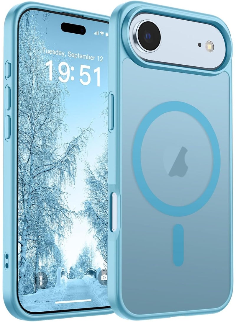 أكاليكس جراب مغناطيسي غير لامع لهاتف iPhone 17 Air، متوافق مع MagSafe، غطاء فاخر مطلي، جراب هاتف واقي ناعم غير لامع من مادة TPU مقاوم للصدمات، (أزرق سماوي) - Image 1