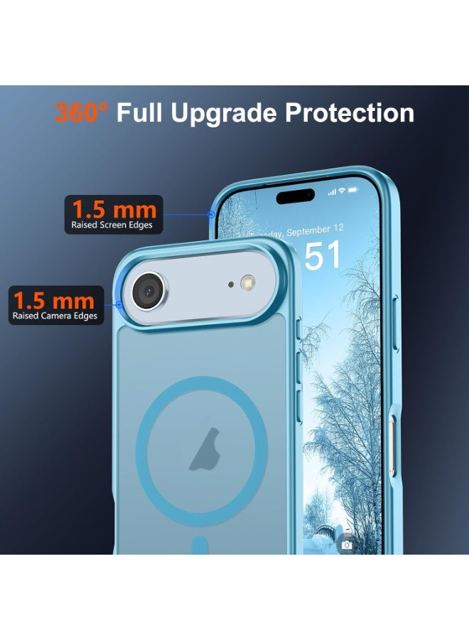 أكاليكس جراب مغناطيسي غير لامع لهاتف iPhone 17 Air، متوافق مع MagSafe، غطاء فاخر مطلي، جراب هاتف واقي ناعم غير لامع من مادة TPU مقاوم للصدمات، (أزرق سماوي) - Image 4