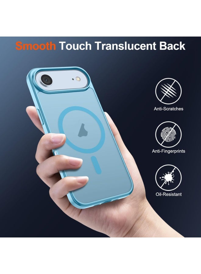 أكاليكس جراب مغناطيسي غير لامع لهاتف iPhone 17 Air، متوافق مع MagSafe، غطاء فاخر مطلي، جراب هاتف واقي ناعم غير لامع من مادة TPU مقاوم للصدمات، (أزرق سماوي) - Image 3