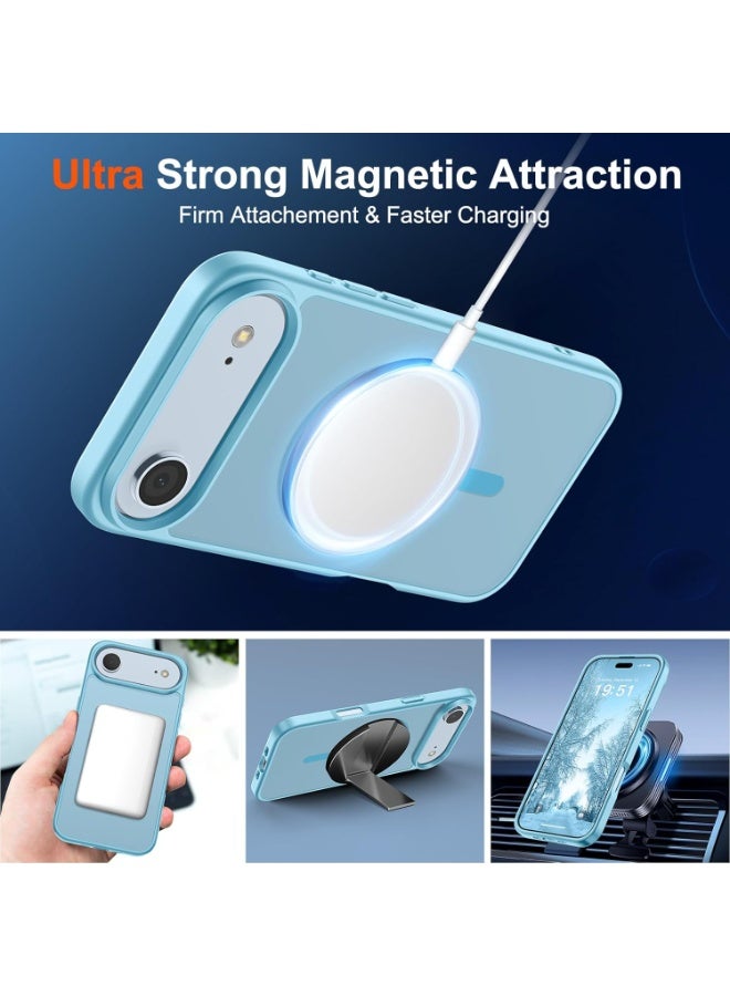 أكاليكس جراب مغناطيسي غير لامع لهاتف iPhone 17 Air، متوافق مع MagSafe، غطاء فاخر مطلي، جراب هاتف واقي ناعم غير لامع من مادة TPU مقاوم للصدمات، (أزرق سماوي) - Image 2