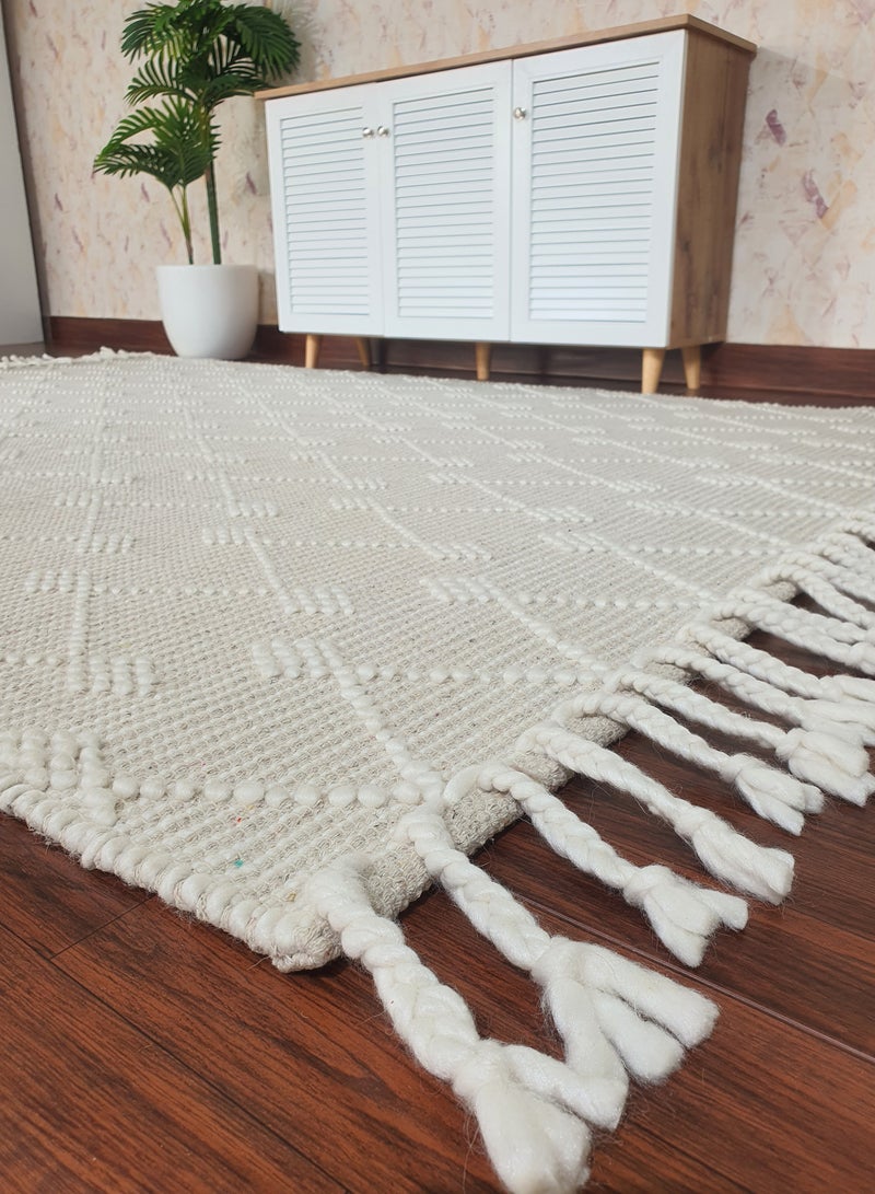 Ramsha Handmade woven rug 200x300 cm area rug for bedroom livig room carpet Woven rug natural and white color rug srn-005 - Image 5