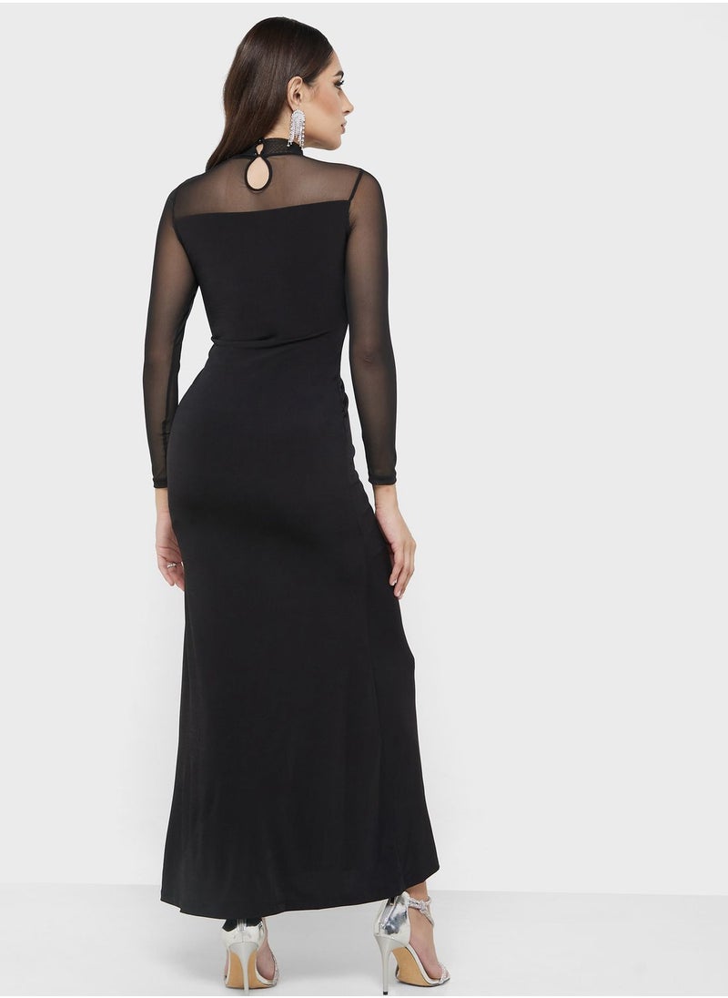Ella Limited Edition - Halter Neck Mesh Patch Dress - Image 1