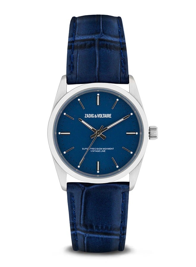 زاديج آند فولتير ساعة زاديج اند فولتير انالوج بسوار جلدي باللون الازرق للنساء - ZVF231 - Image 1