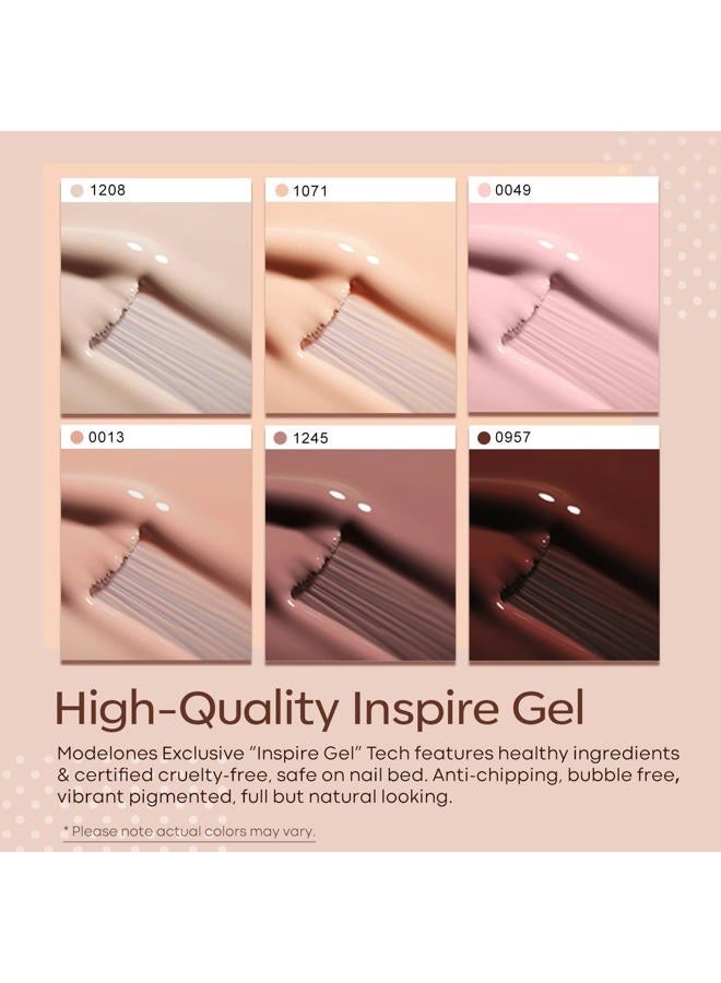 modelones Gel Nail Polish Kit -6 Colors Spring Nude Pink Gel Polish Set Skin Tones Neutral Brown Soak Off Gel Nail Kit Manicure DIY Nail Art Salon Home Gift - Image 3