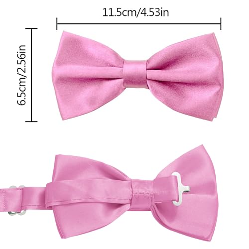 habibee Suspender and Bow Tie Set for Men Adjustable Braces with Y Back, Diverse Colors, Strong Clips (1, Pink) - Image 2