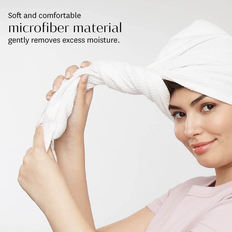 T3 Luxe Turban Towel | Soft Microfiber Material, Waffle Texture, Tapered Design, Comfortable Fit forMost Hair Lengths - Image 2