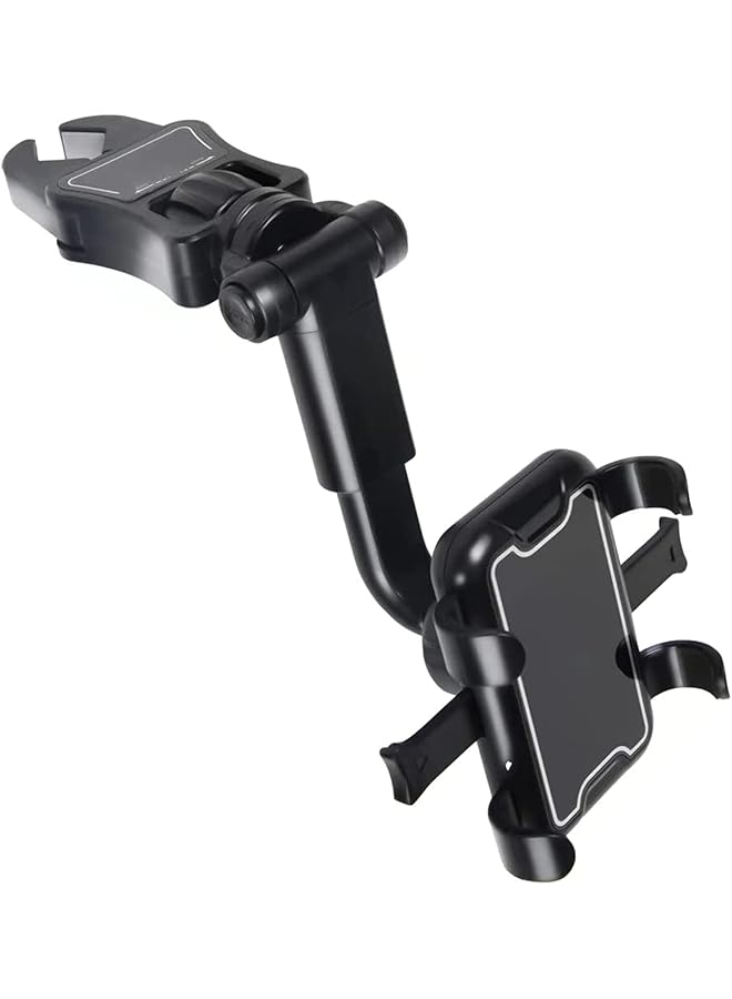 KASTWAVE Car Phone Holder Mount 360° Rearview Mirror Phone Holder Universal Adjustable Holder Multi-Function Cradle Car Mount For All Mobile Phone(Black) - Image 1