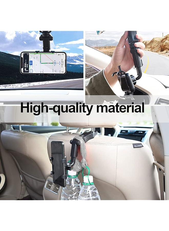 KASTWAVE Car Phone Holder Mount 360° Rearview Mirror Phone Holder Universal Adjustable Holder Multi-Function Cradle Car Mount For All Mobile Phone(Black) - Image 4